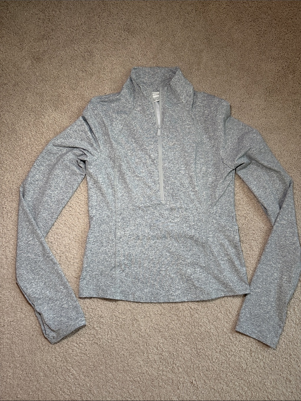 PINK Victoria's Secret Heather Gray Cropped Quarter-Zip Pullover